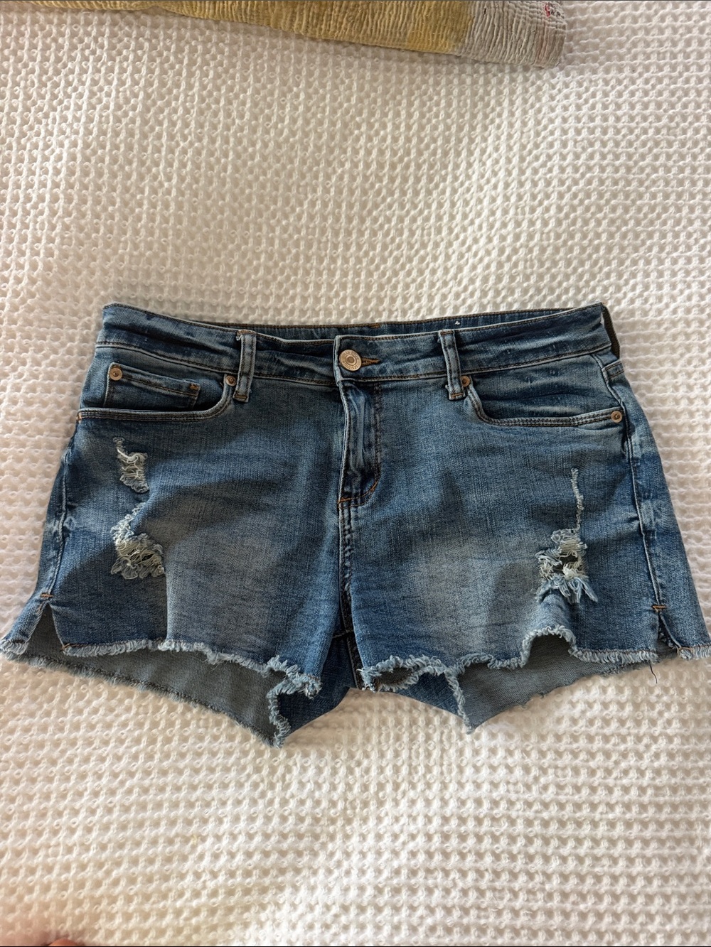 STS Blue Medium Wash Distressed Denim Cutoff Shorts